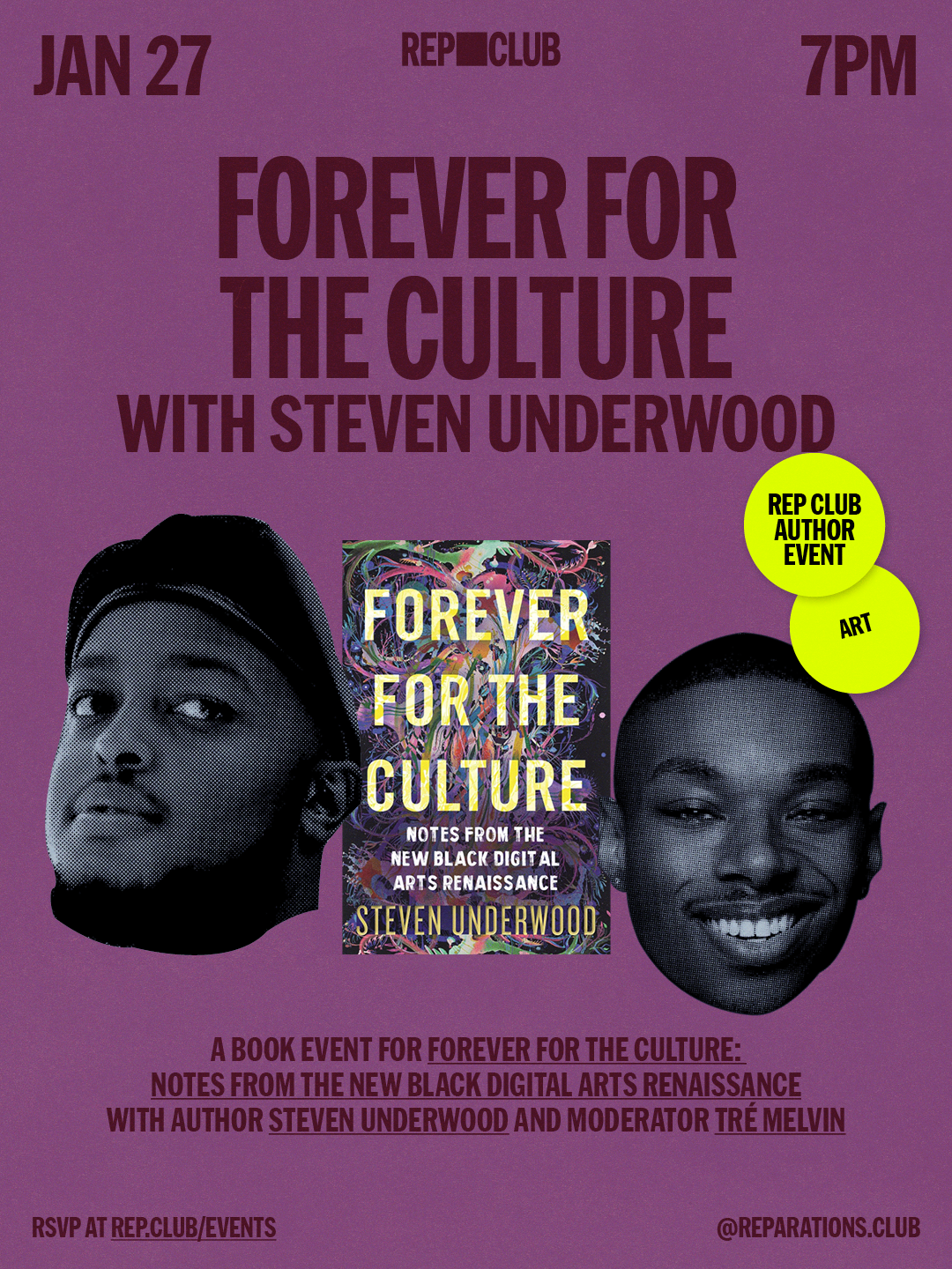 January 27th EVENT: Forever For The Culture w/ Steven Underwood & Tré Melvin