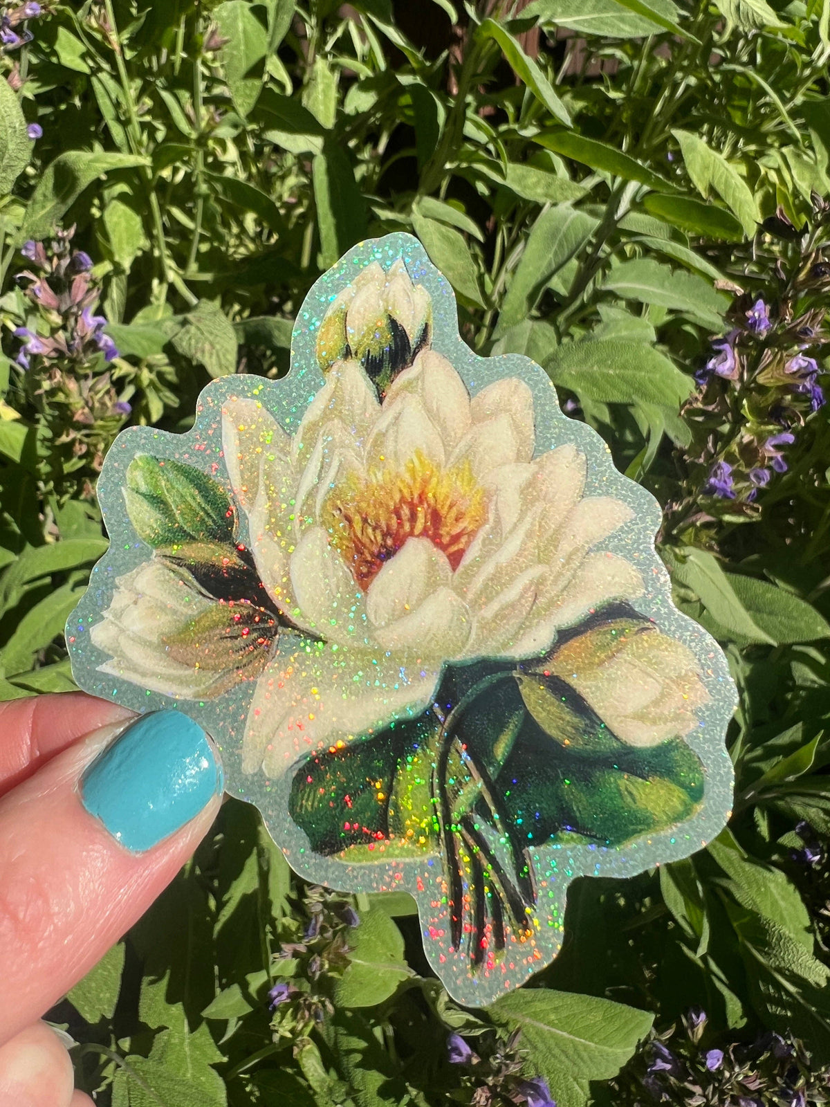 White Lotus Flower STICKER 3 Inch
