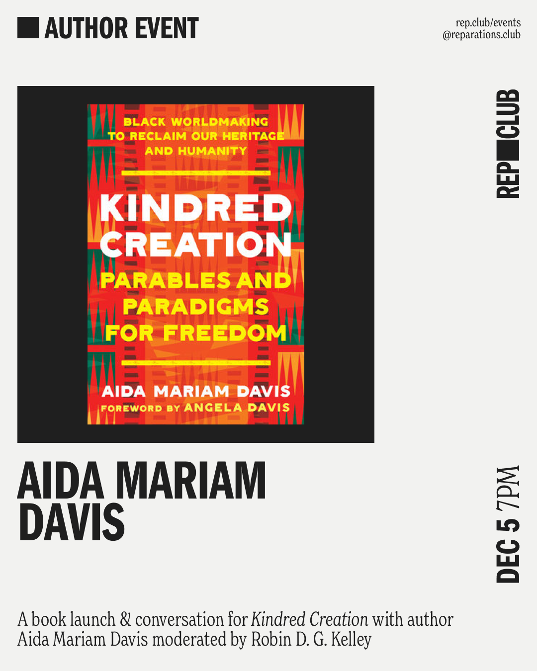 Dec 5th EVENT: Kindred Creation // Aida Mariam Davis + Robin D. G. Kelley
